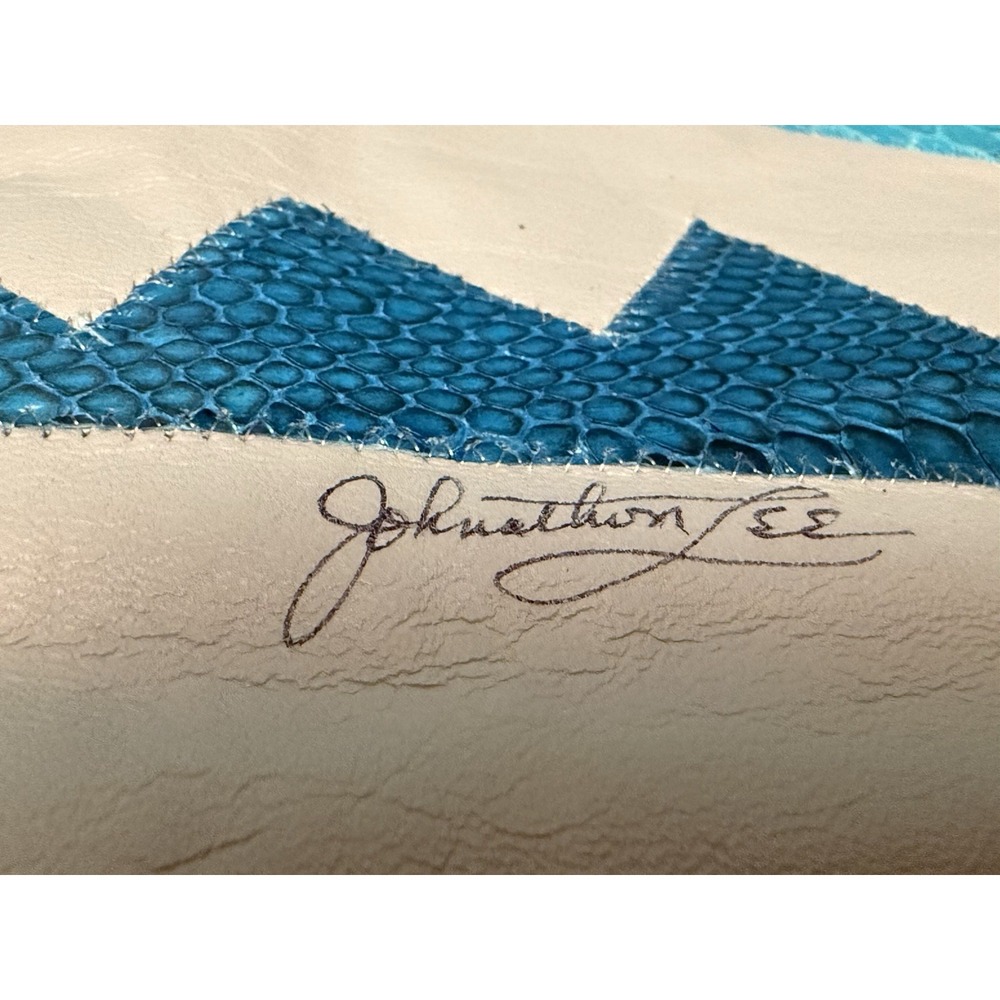 80s Johnathan Lee Signed Leather Shoulder Bag Giraffe Applique Inlay Art Purse - Picture 6 of 16